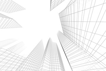 Fototapeta premium Abstract city architectural 3d rendering