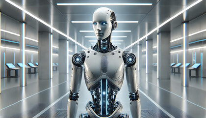 Business professionals in high-tech meeting room