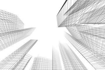 Fototapeta premium Abstract city architectural 3d rendering