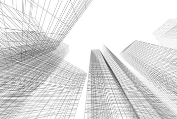 Abstract city architectural 3d rendering