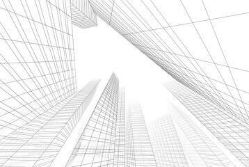 Abstract city architectural 3d rendering