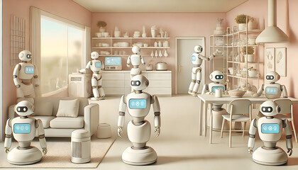 Robots performing household chores in a smart home