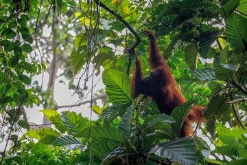 Juvenile orangutan in treetop © karenfoleyphoto