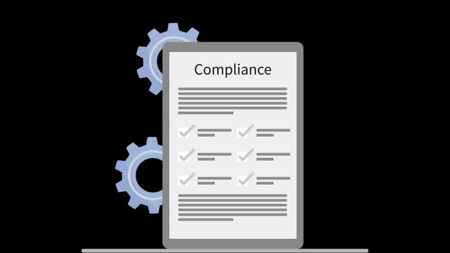 compliance program task list for company compliance maintenance by employer and compliance document with setting icon for targets. Setting icon and organization policy mp4 video tasks for compliance