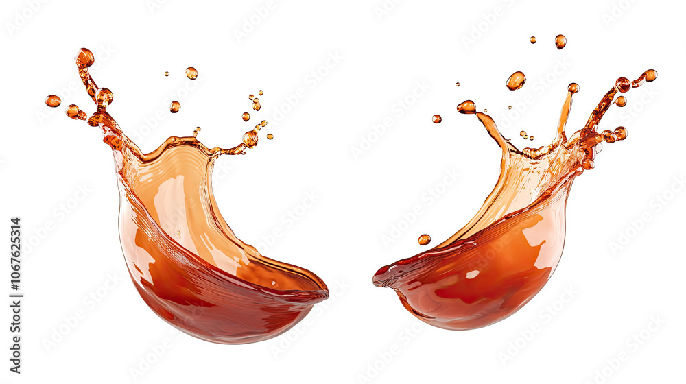 Poster brown soda and tea splashes captured in a dynamic display of motion generative ai
