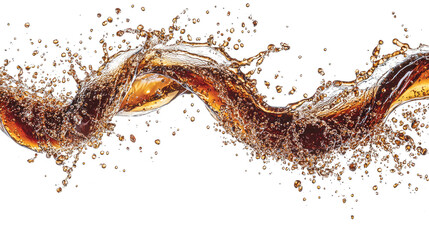 Cascading Splashes of Brown Soda or Tea on a Transparent Background Generative AI