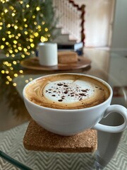 cup of coffee with christmas tree
