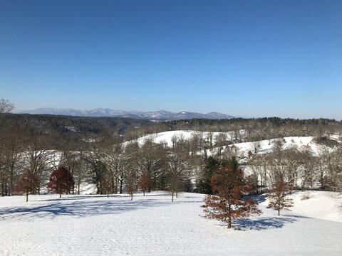 snow over a north carolina landscape