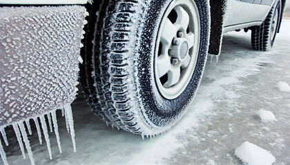 Snow-covered vehicles during extreme winter weather