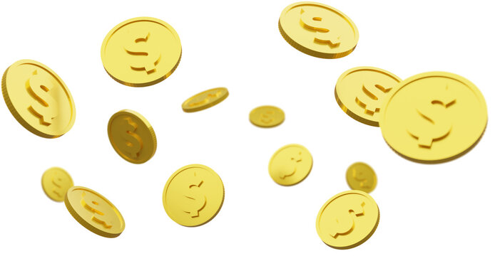 Monedas 3D, renderizado, pila de monedas, pila de monedas de oro