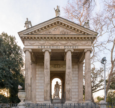 Temple of Aesculapius in Villa Borghese. Rome, Italy