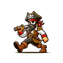 Naklejka premium Pirate cartoon character mascot. Isolated vector illustration
