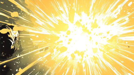 Dynamic Comic-Style Explosion Background With Vibrant Yellow Burst and Action Elements