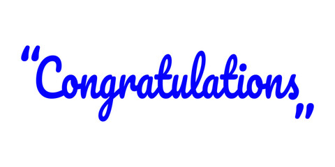 Handwritten Congratulations typography text letters written in blue color vector isolated 