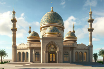 Fototapeta premium Stunning Mosque Architecture Showcasing Elegance for Islamic New Year Celebrations