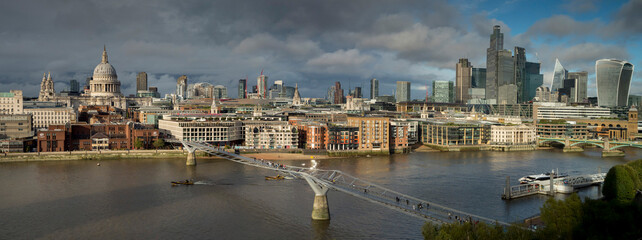 UK, England, London, City and St Pauls panorama from Tate