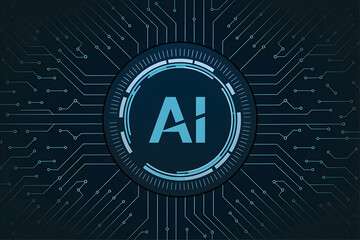 AI letters encased in circular circuitry emphasize artificial intelligences significance