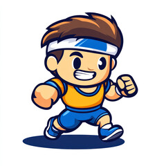 Obraz premium Energetic Cartoon Character Engaging in Fitness Training in a Vibrant Design