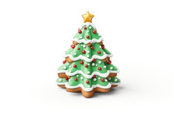 Christmas tree cookie dessert food white background.