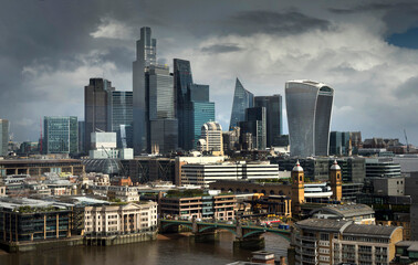 UK, England, London, City skyline from Tate moody