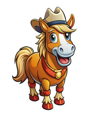 Obraz premium Charming Horse in Cowboy Hat Looking Happy