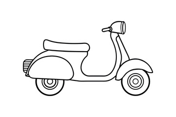 Simple scooter Outline Minimalist Vintage Motorbike Design for Line Art Lovers