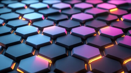 Fototapeta premium Holographic hexagonal pattern, abstract futuristic design, flat design illustration