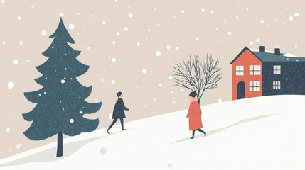 Design of a Christmas and New Year greeting card.Concept for greeting card, party invitation, social media banner.