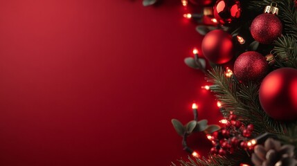 Christmas tree with vibrant ornaments and twinkling lights, evoking a warm holiday atmosphere.