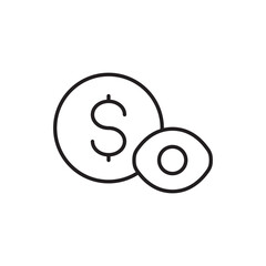 Balance Check Icon with Dollar Symbol and Eye, Representing Account Balance Monitoring, Financial Awareness, and Expense Tracking