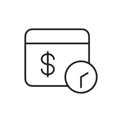 Auto Payment Icon with Clock, Representing Scheduled Payments, Recurring Billing, and Automated Financial Transactions