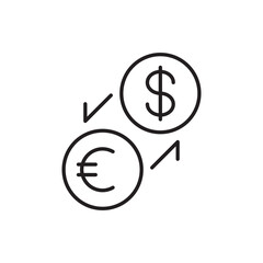 Currency Conversion Icon with Exchange Arrows and Currency Symbols, Representing Currency Exchange, Conversion Rates, and Global Transactions