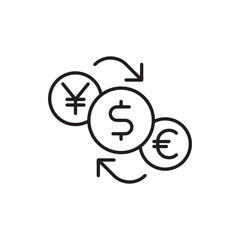 Currency Exchange Icon with Overlapping Currencies, Representing Foreign Exchange, Currency Conversion, and International Financial Transactions