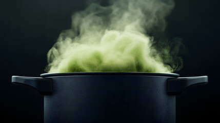 Green Steam Rising from Pot