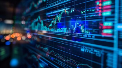 Digital stock market dashboard with financial indicators