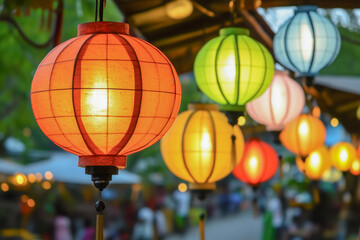 Colorful lantern in the market
