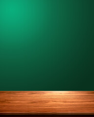wooden table with green wall in the backgeound backdrop for product display