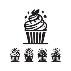 Sweet Cup Cake Illustration Silhouette Vectors for Creative Designs