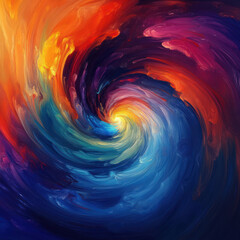An abstract masterpiece: a vibrant, swirling vortex of colors and shapes, reminiscent of a distant galaxy,