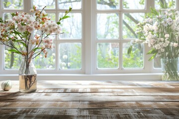 Table background for decoration and spring window display.