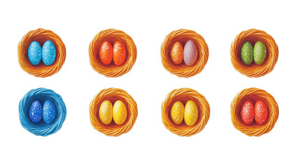 Colorful Easter Eggs Nestled in Baskets for Festive Celebrations Generative AI