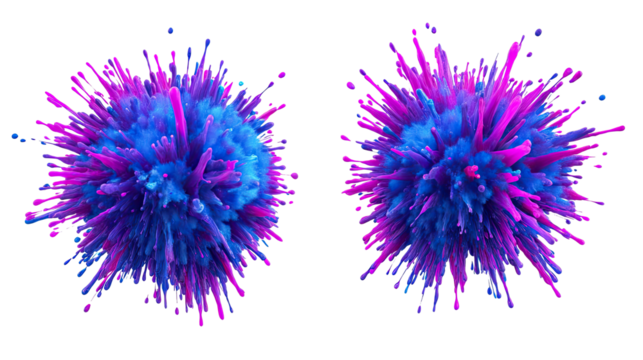 Colorful Paint Explosions Captured on a Transparent Background Generative AI