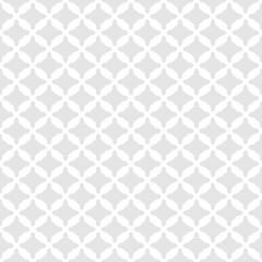 Simple minimal grey and white abstract seamless pattern. Vector geometric texture with repeated elements, curved rhombus shapes, grid. Subtle minimalist background. Geo design for decor, print, fabric