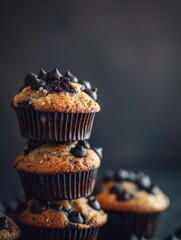 Three deliciously decorated cupcakes topped with chocolate shavings, perfect for any occasion or craving.