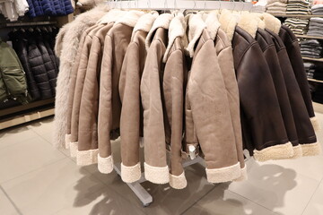 A Stunning Collection of Stylish Winter Jackets Beautifully Displayed in a Retail Store