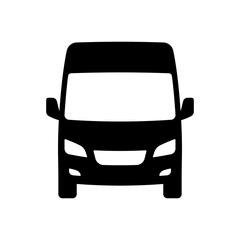 Van icon. Minibus. Black silhouette. Front view. Vector simple flat graphic illustration. Isolated object on white background. Isolate.