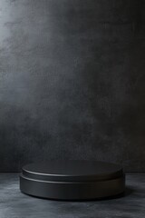 Stylish black and white coffee table with round top, against a contrasting textured wall, showcasing its modern design.