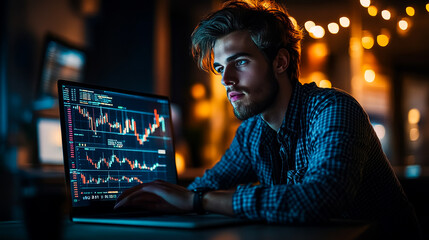 Fototapeta premium Evaluating Crypto Trends on Laptop