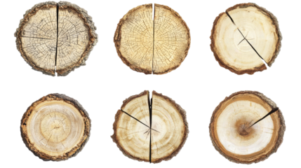Tree Species Cross Sections on Transparent Background Generative AI