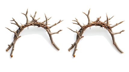 Set of Decorative Crowns of Thorns Representing Jesus' Sacrifice Generative AI